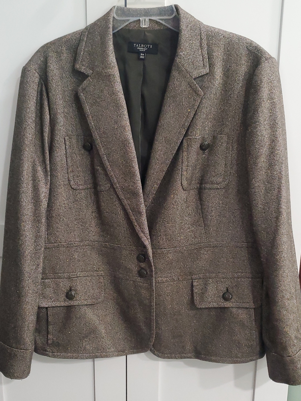 Talbots Brown Tweed Women's Blazer Jacket